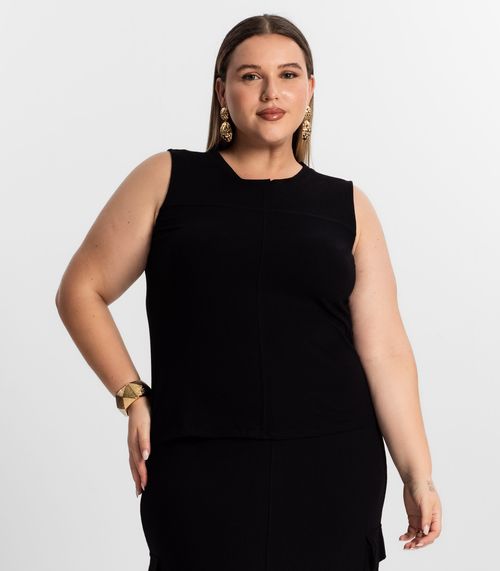 Conjunto Plus Size Regata Com Saia Secret Glam Preto