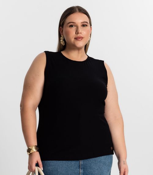 Regata Feminina Plus Size Secret Glam Preto
