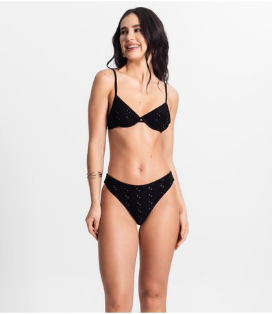 Conjunto Biquíni Lezie Com Aro e Bojo Bela Gaia Preto