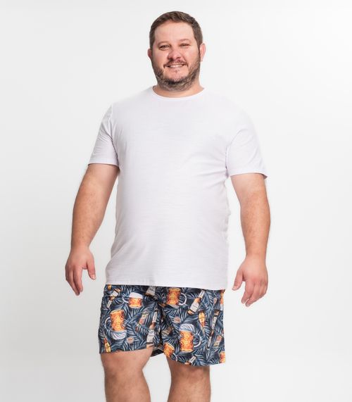 Bermuda Microfibra Elastano Estampada Nellonda Azul