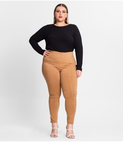 Legging Feminina Bengaline Plus Size Secret Glam Marrom