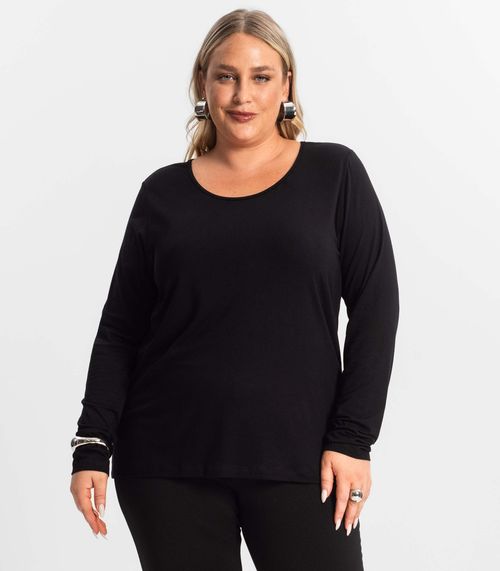 Blusa Manga Longa Viscotorcion Secret Glam Preto