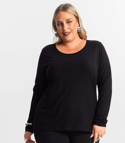 Blusa Manga Longa Viscotorcion Secret Glam Preto