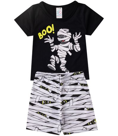 Pijama Verão Infantil Masculino Kappes Preto