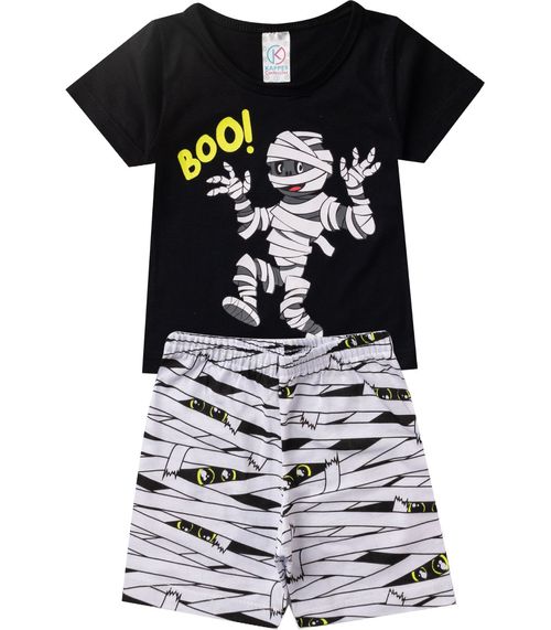 Pijama Verão Infantil Masculino Kappes Preto