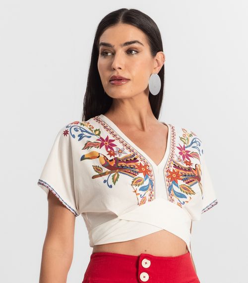 Blusa Feminina Manga Curta Endless Bege