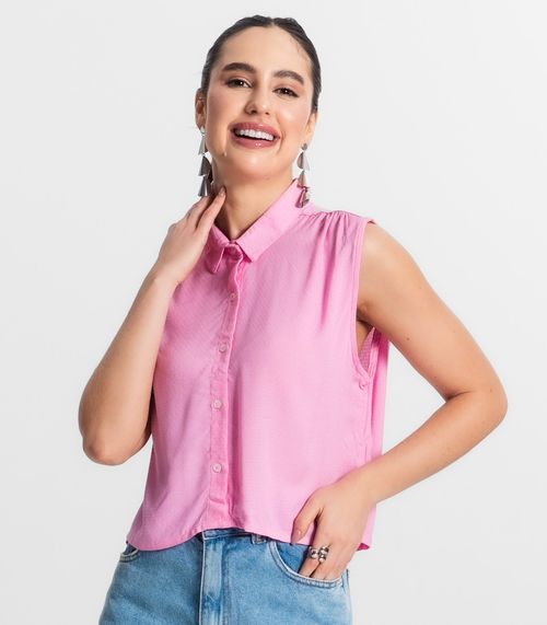 Camisa Feminina Regata Cropped Select Rosa