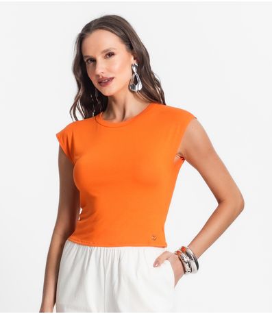 Blusa De Viscotorcion Básica Feminina Endless Laranja