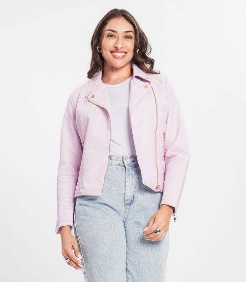 Jaqueta em Pu com Zíper Lateral Select Roxo