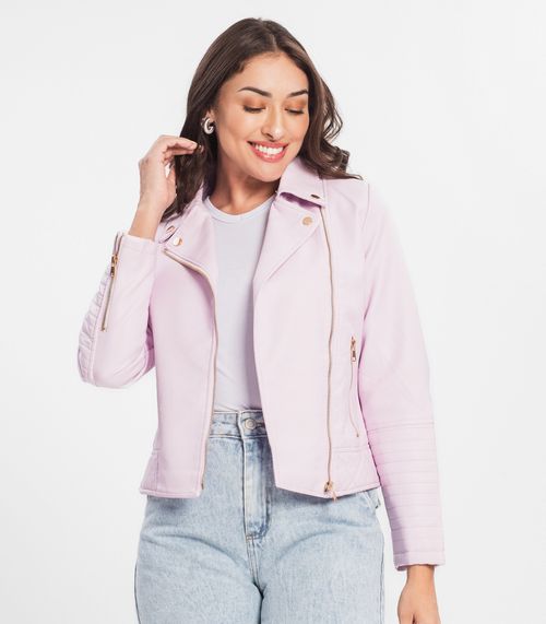 Jaqueta em Pu com Zíper Lateral Select Roxo