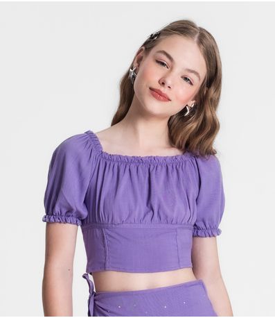 Conjunto Juvenil Blusa E Shorts Saia Minty Roxo