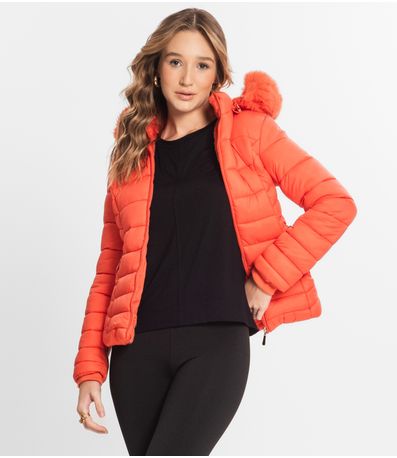Jaqueta Feminina Com Capuz Peluciada Sea Surf Vermelho