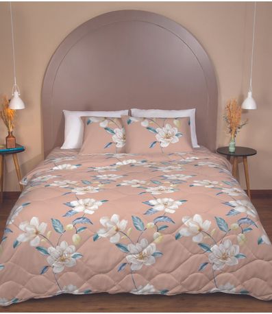 Edredom Estampado Harmonia Solteiro Lepper Rosa