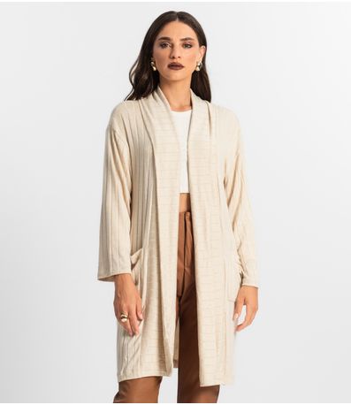 Cardigan Tricot Alongado Feminino Endless Bege