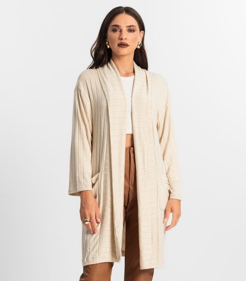 Cardigan Tricot Alongado Feminino Endless Bege