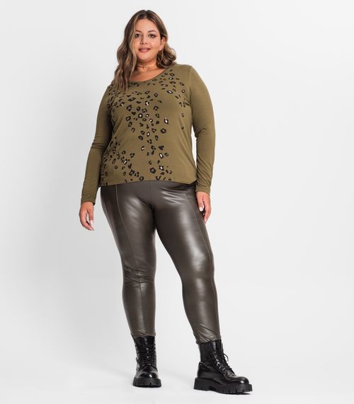 Blusa Manga Longa Plus Size Secret Glam Verde