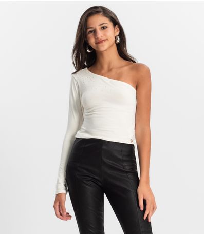 Blusa Juvenil Feminina Um Ombro Só Minty Bege