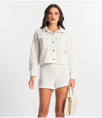 Shorts Feminino de Tweed Shine Endless Branco