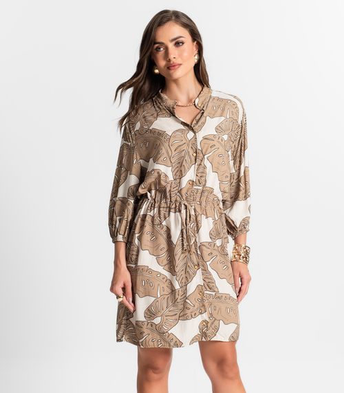 Vestido Chemise Estampado Endless Marrom
