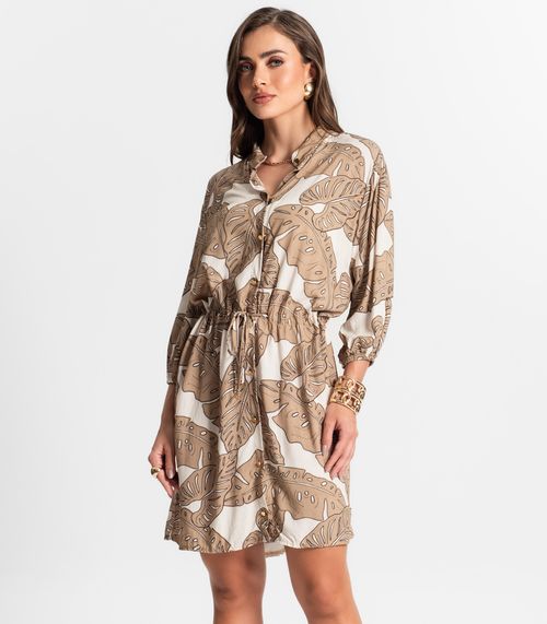 Vestido Chemise Estampado Endless Marrom