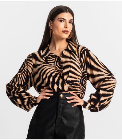 Camisa de Viscose Manga Longa Endless Preto
