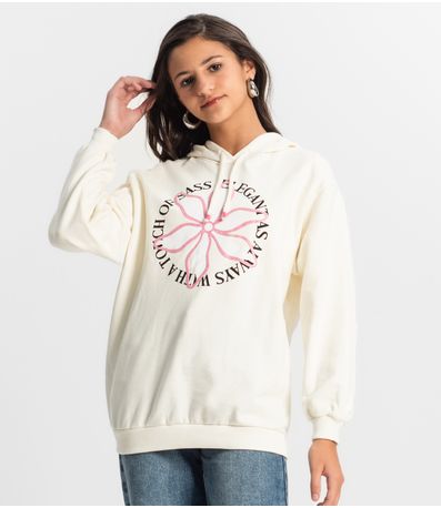 Blusão Juvenil Feminino Com Capuz Minty Bege