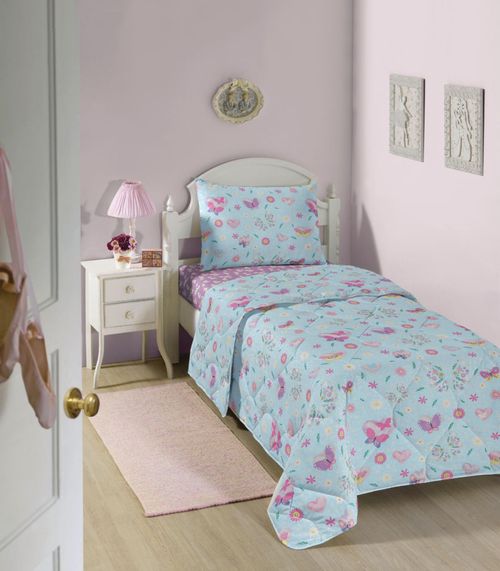 Edredom Infantil Solteiro Estampado Lepper Azul
