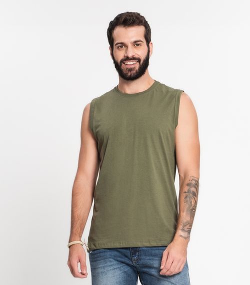 Regata Meia Malha Básica Masculina Kohmar Verde