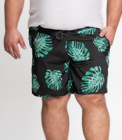 Bermuda Microfibra Elastano Estampada Nellonda Preto