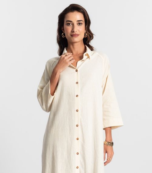 Vestido Chemise Feminino Viscose Select Bege