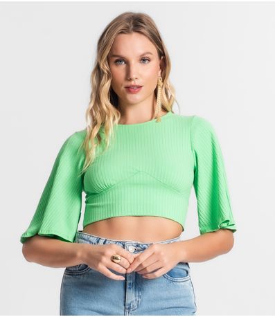 Blusa De Ribana Canelada Feminina Endless Verde