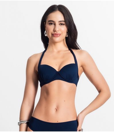 Top Biquíni Liso Com Bojo Uni Femme Azul