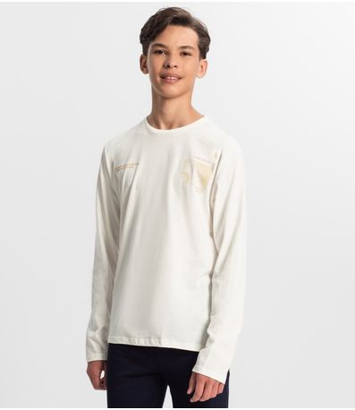 Camiseta Juvenil Masculina Manga Longa Minty Bege
