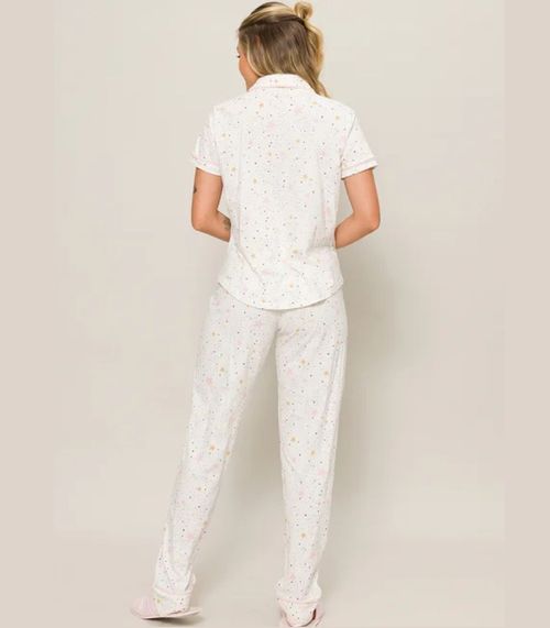 Pijama Feminino Americano Manga Curta Evanilda Branco