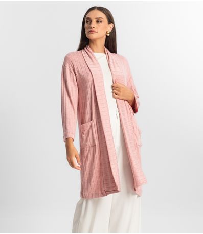 Cardigan Tricot Alongado Feminino Endless Rosa