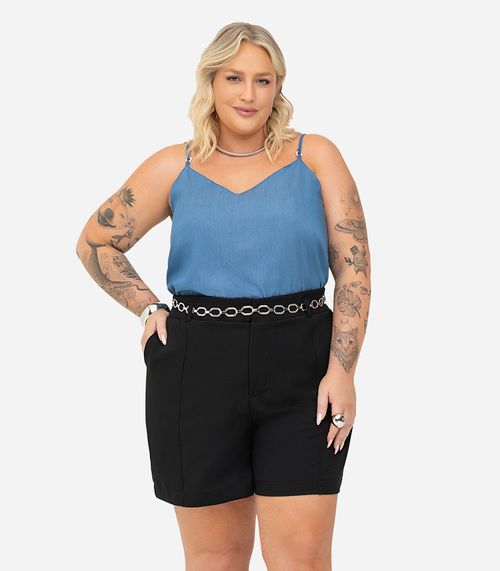 Blusa De Alça Feminina Plus Size Secret Glam Azul