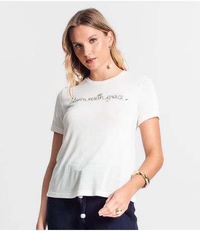 Camiseta De Visco Tricot Feminina Endless Bege
