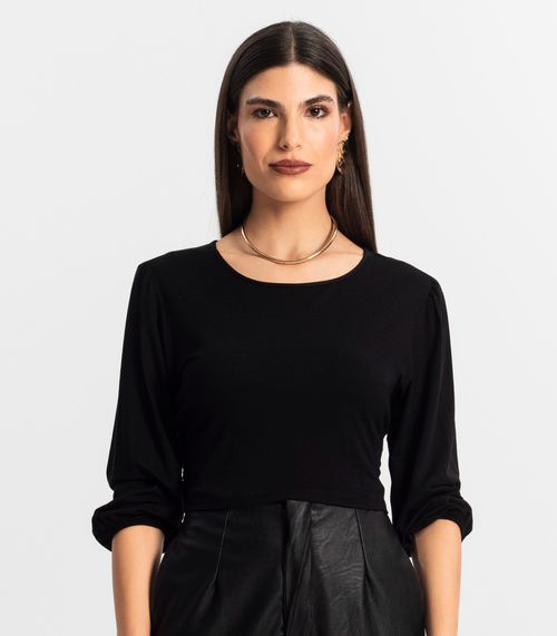 Blusa Feminina Manga 3/4 Endless Preto