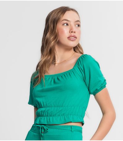Conjunto Juvenil Feminino Blusa Com Shorts Minty Verde