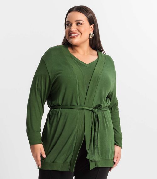 Cardigan Plus Size Feminino Secret Glam Verde
