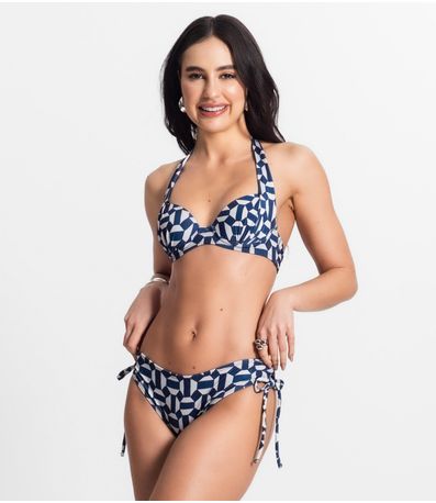 Top Biquíni Estampado Com Bojo Uni Femme Bege