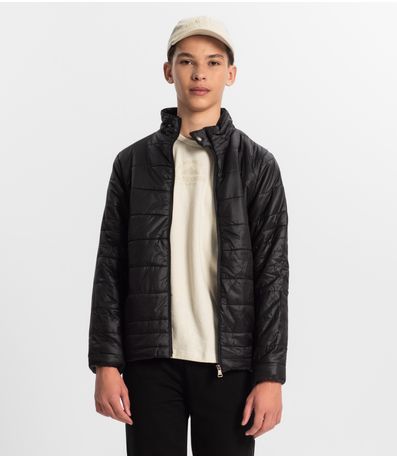Jaqueta Puffer Juvenil Masculina Minty Preto