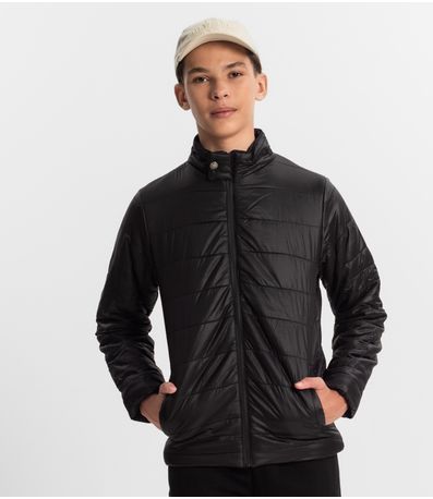 Jaqueta Puffer Juvenil Masculina Minty Preto