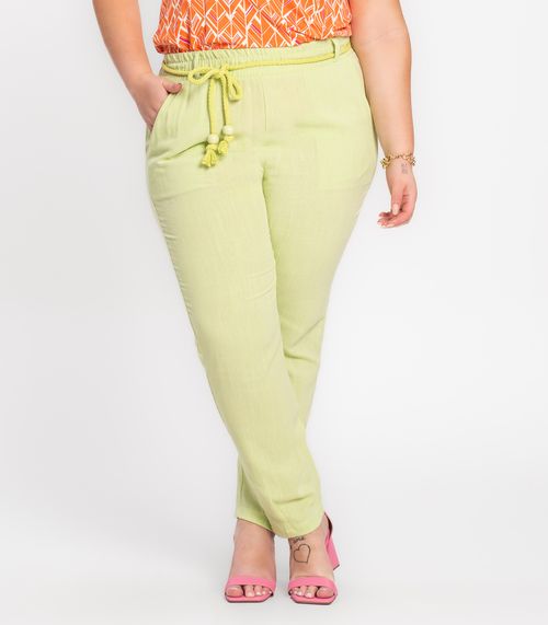 Calça Feminina Plus Size Linho Strong Secret Glam Verde