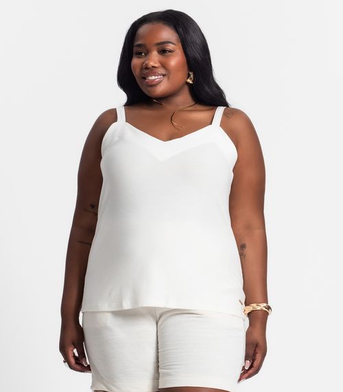 Blusa De Alça Feminina Plus Size Secret Glam Bege