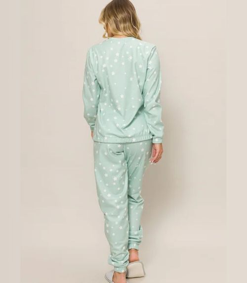 Pijama Feminino Manga Longa Evanilda Verde