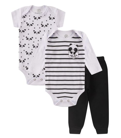 Kit Body Infantil Longo 3 Peças Kappes Branco