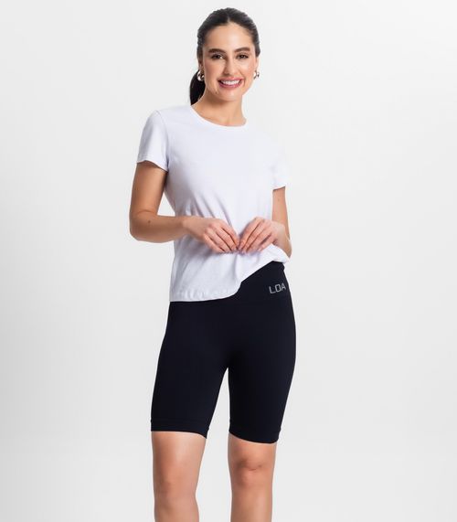 Bermuda Feminina Fitness Poliamida Seamless Loa Preto