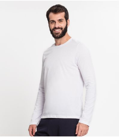 Camiseta Manga Longa Masculina  Meia Malha Kohmar Branco
