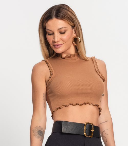 Regata Feminina Cropped Ribana Sublime Kohmar Marrom